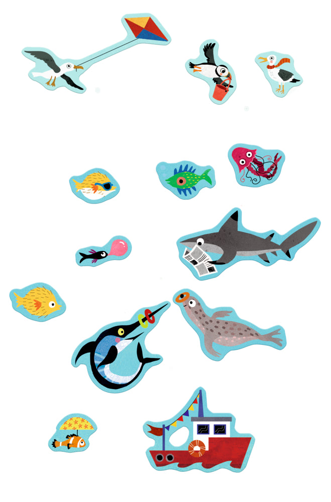 Wimmel-Stickerwelt im Meer