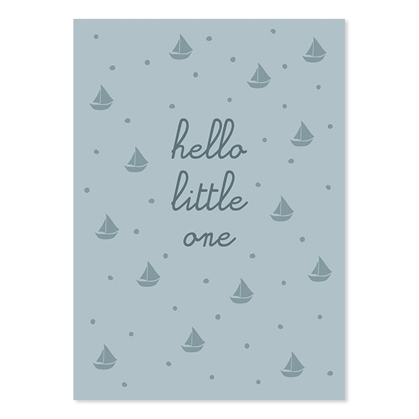 Postkarte hello little one blau