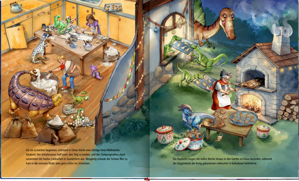 Dinosaurier feiern Weihnachten